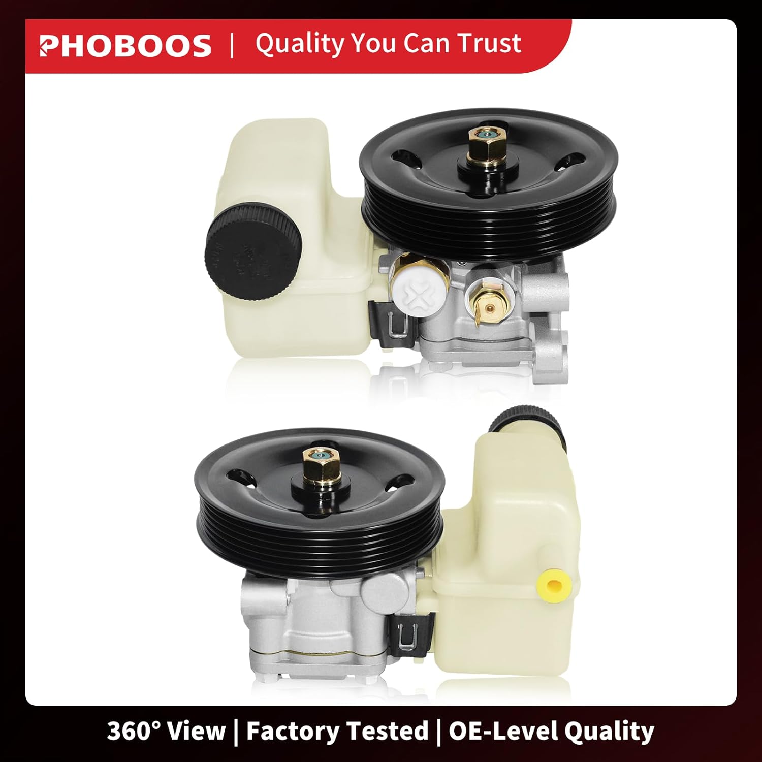 PHOBOOS Power Steering Pump Compatible with Mazda CX-7 2007-2012 L4 2.3L/2.5L, with Reservoir &Pulley, Smooth Steering, Low Noise, High Durability, Ref. 21-5497