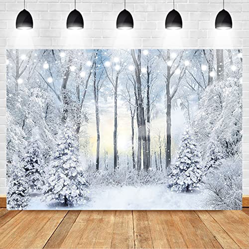 Telón de Fondo Bosque Nevado 8x6ft para Fotografía miniatura 4