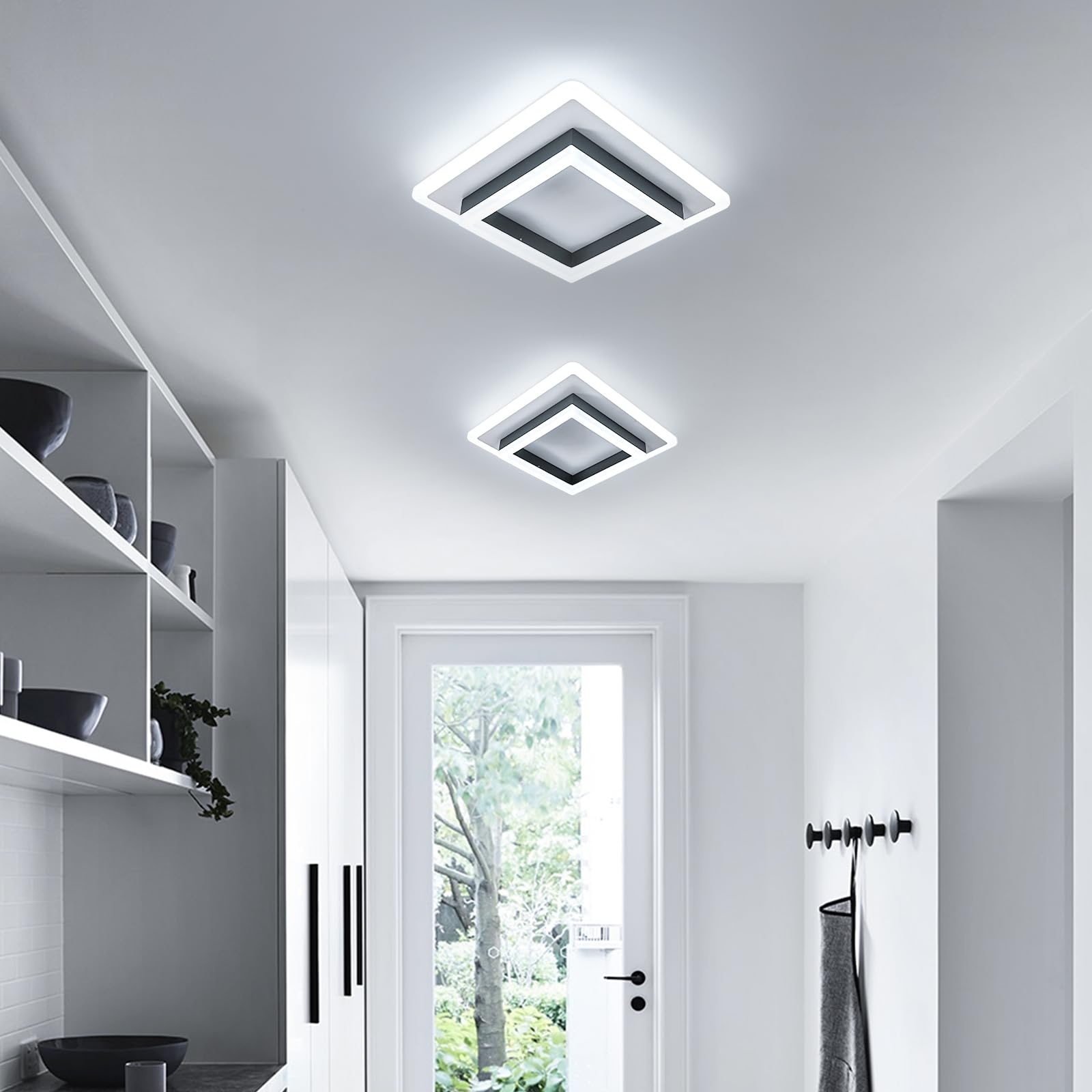 Plafoniera LED, 30W 3400LM Lampada da Soffitto Moderna Quadrata Nero, Plafoniera in Acrilico 30CM per Camera da Letto Soggiorno Cucina Corridoio, 6500K Luce Bianca Fredda