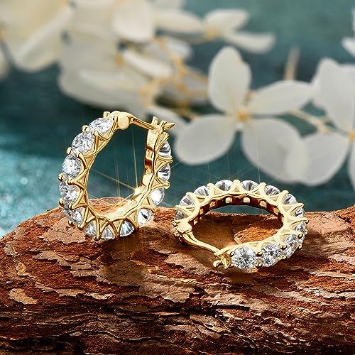 AINUOSHI Moissanite Hoop Earrings for Women, D-E Color Moissanite, Hypoallergenic 18K White Gold/14K Yellow Gold Plated 925 Sterling Silver, GRA Certified Authenticity, Jewelry Box Packed, Jewelry Gifts for Wife Girlfriend2