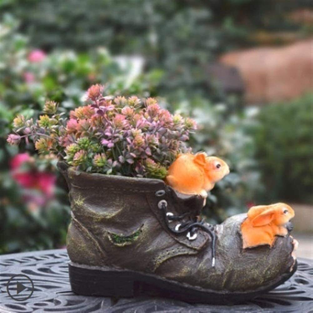 Statue da Esterno per Giardino, Ornamenti da Giardino per Portico Anteriore, Scarpe da Coniglio in Resina per Esterni, Decorazione da Giardino con Fiori, Cortile(