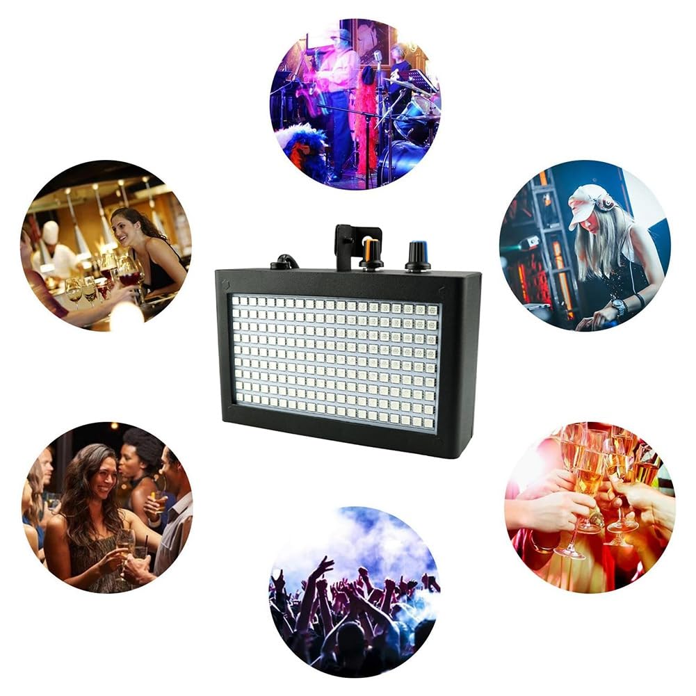 Luce Stroboscopica da Palco 1 Pezzo 180 LED Flash Super Luminoso con Luce Bianca per Matrimoni, Natale, Compleanni, Club, DJ Spina Europea