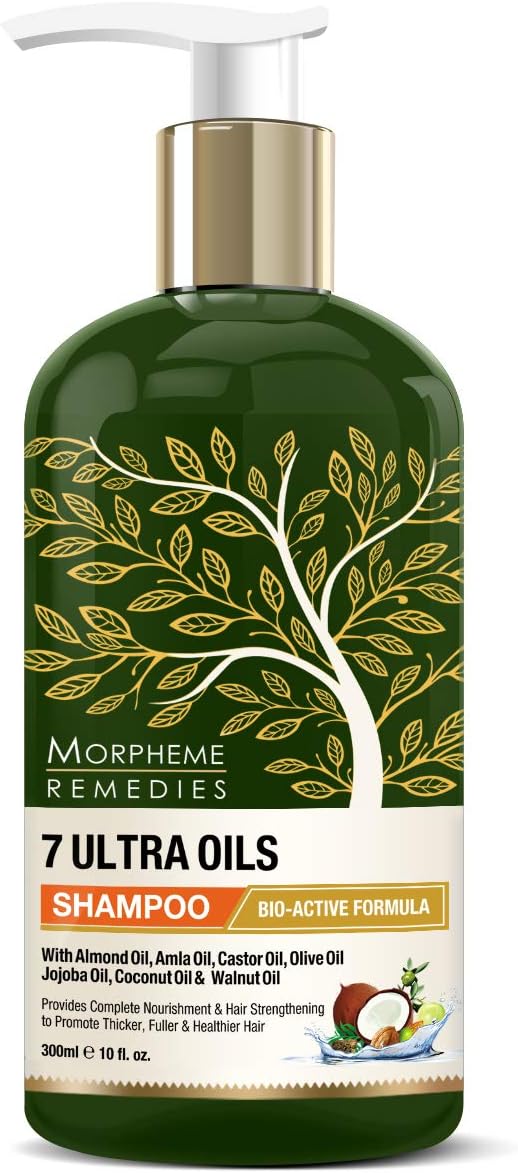 Morpheme Remedies 7 Ultra Oils Shampoo, Provides Complete Nourishment and Hair Strengthening For Thicker, Healthier Hair, 300 ml (MORPH807)