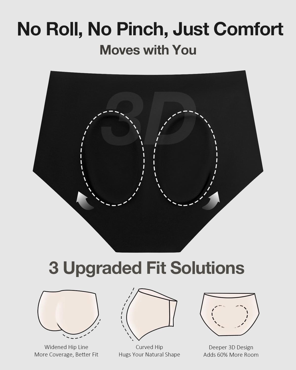 6 Pack Womens Underwear High Waisted Seamless Breathable Full Coverage Briefs No Show Ladies Panties - Image 4