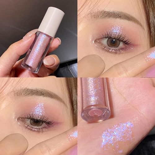 Miniatura 8 de Lucoss 5 unidades de sombra de ojos líquida con purpurina, sombra de ojos metálica brillante, maquillaje coreano de larga duración, sombra de ojos
