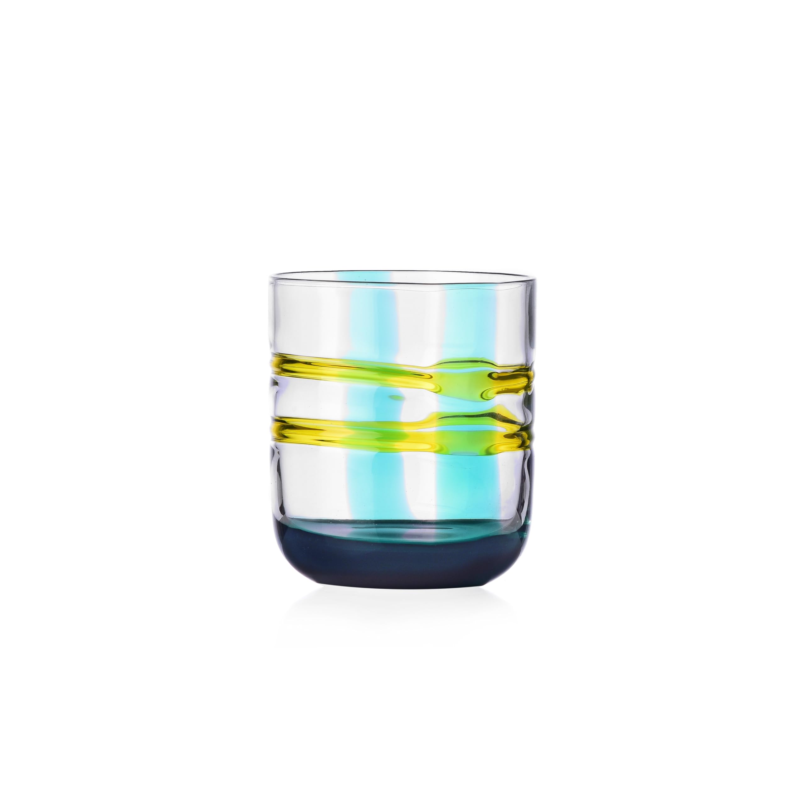 Ichendorf Milano Tumbler, Turquoise and Yellow, Gesti Collection, 35cl Mouth-Blown Glass, Hand Finished