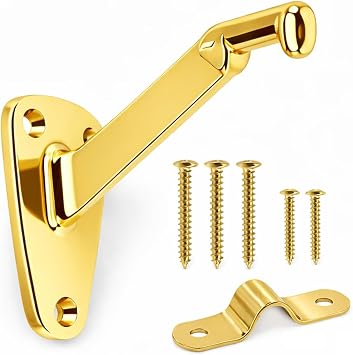 Heavy Duty Bright Brass Stair Railing Bracket, Wall Mount 1 Pack