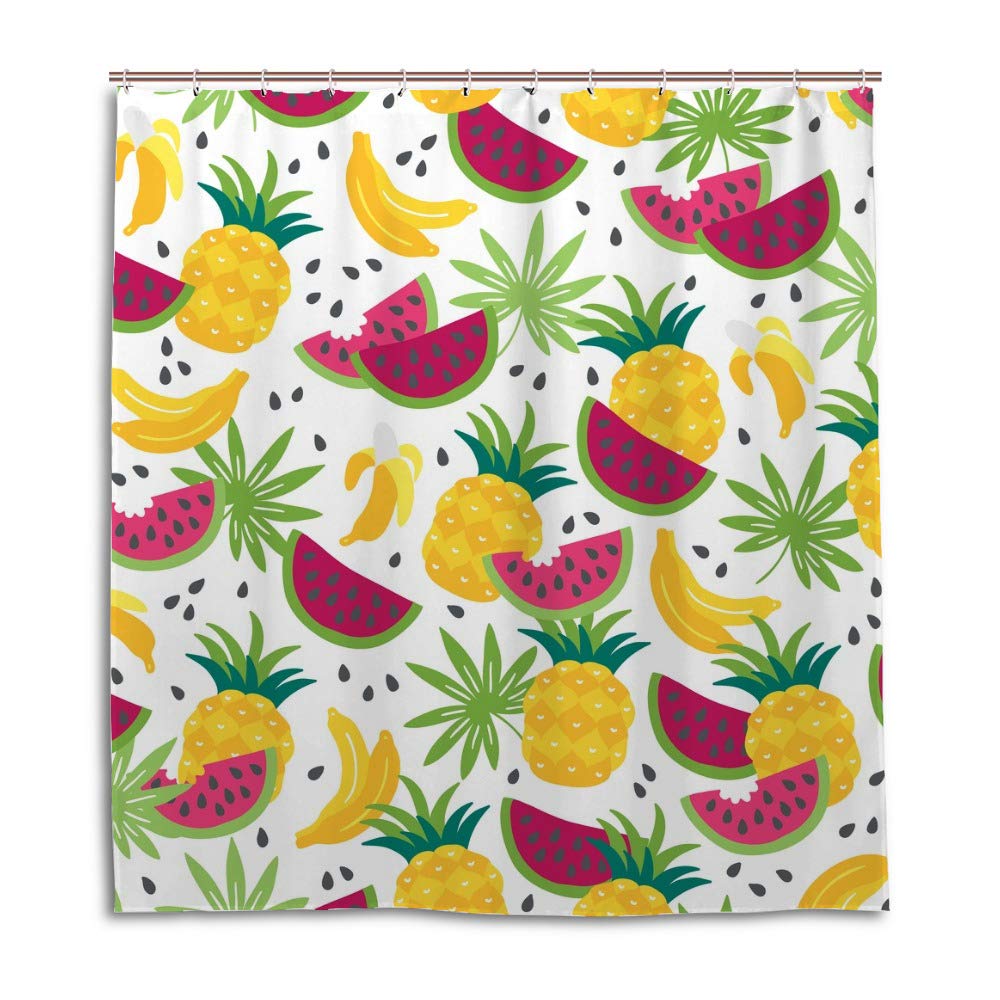 Rideau de douche imperméable en tissu motif ananas pour baignoire