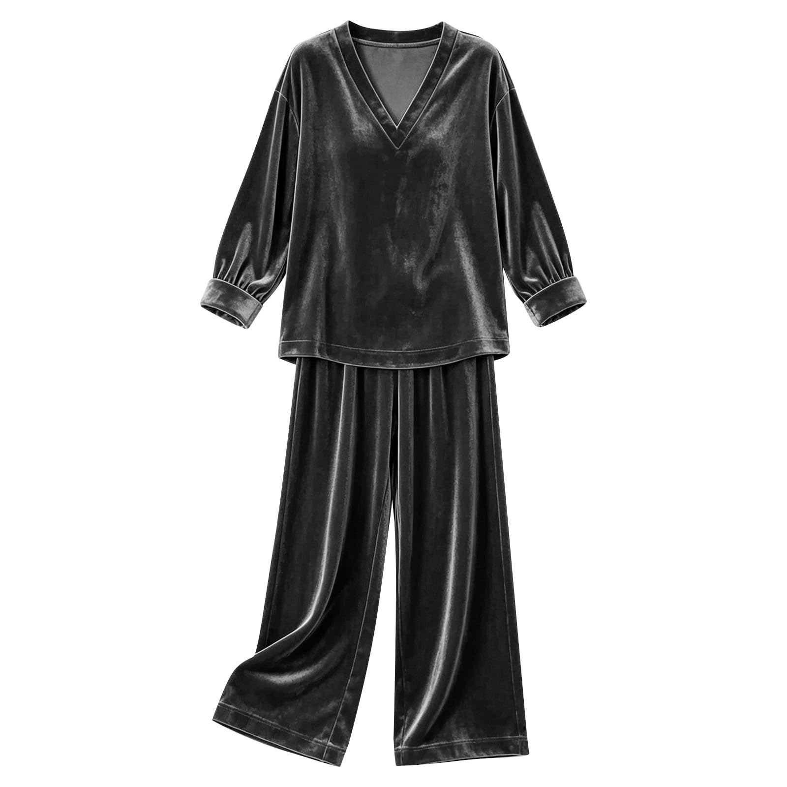Completi Sportivi Donna 2 Pezzi Completi Sportiva Manica Lunga Scollo a V Tuta Da Ginnastica Completo Palestra Elegante Set Top E Pantaloni a Gamba Larga Tute Per Jogging Yoga Fitness Da Casa Autunno