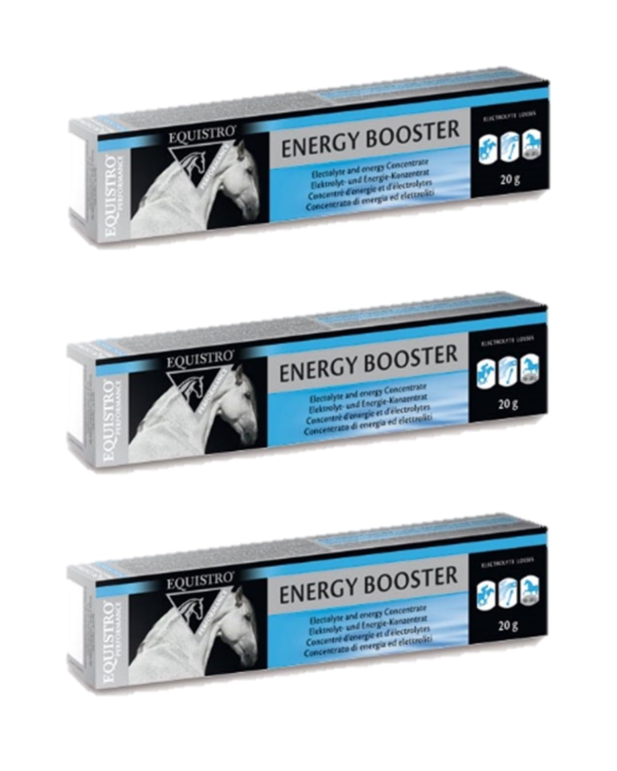 Equistro Vetoquinol Energy Booster | 3 sztuki w opakowaniu | 3 x 20 g | karma uzupełniająca dla koni | z szybko dostępną energią | może przyczynić się do lepszej regeneracji