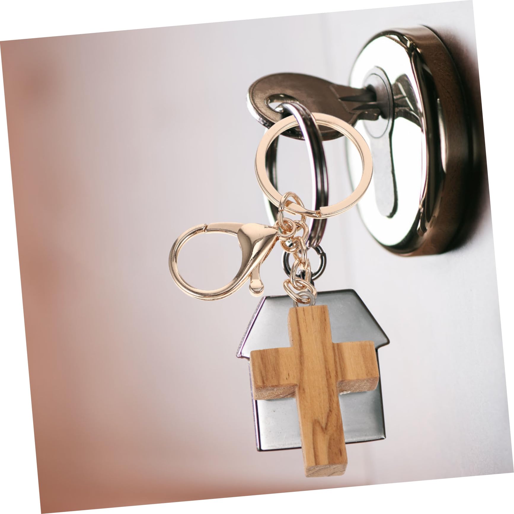 GALPADA 5piezas Llavero De Madera De Olivo Forma De Cruz Accesorio Creativo Para Claves y Decoración De Bolsos