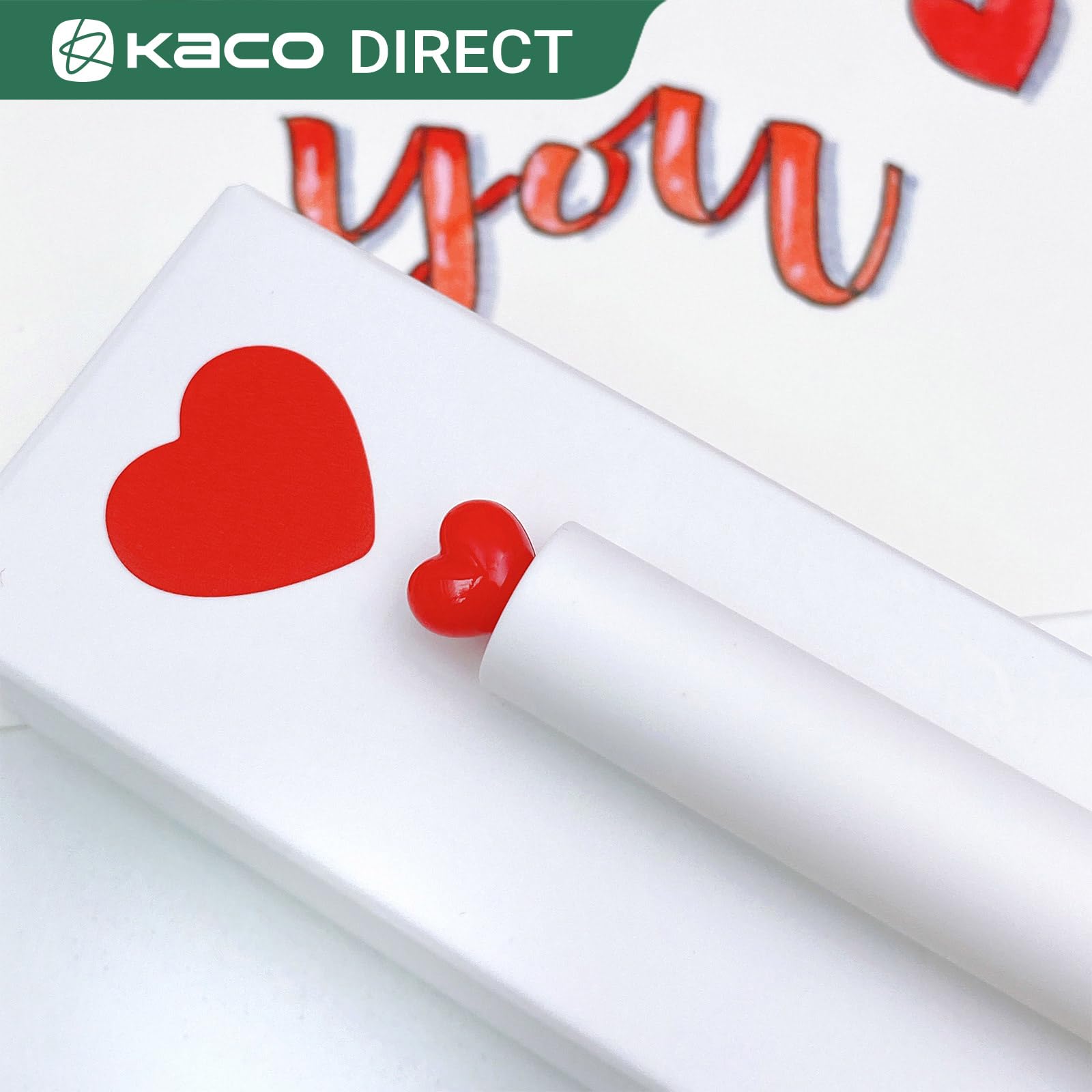 Kaco FIRST Gel Pens Cute Stationery, Pack of 2 Pieces Heart Pen Set with Extra 4 Black Refills (): 2 White