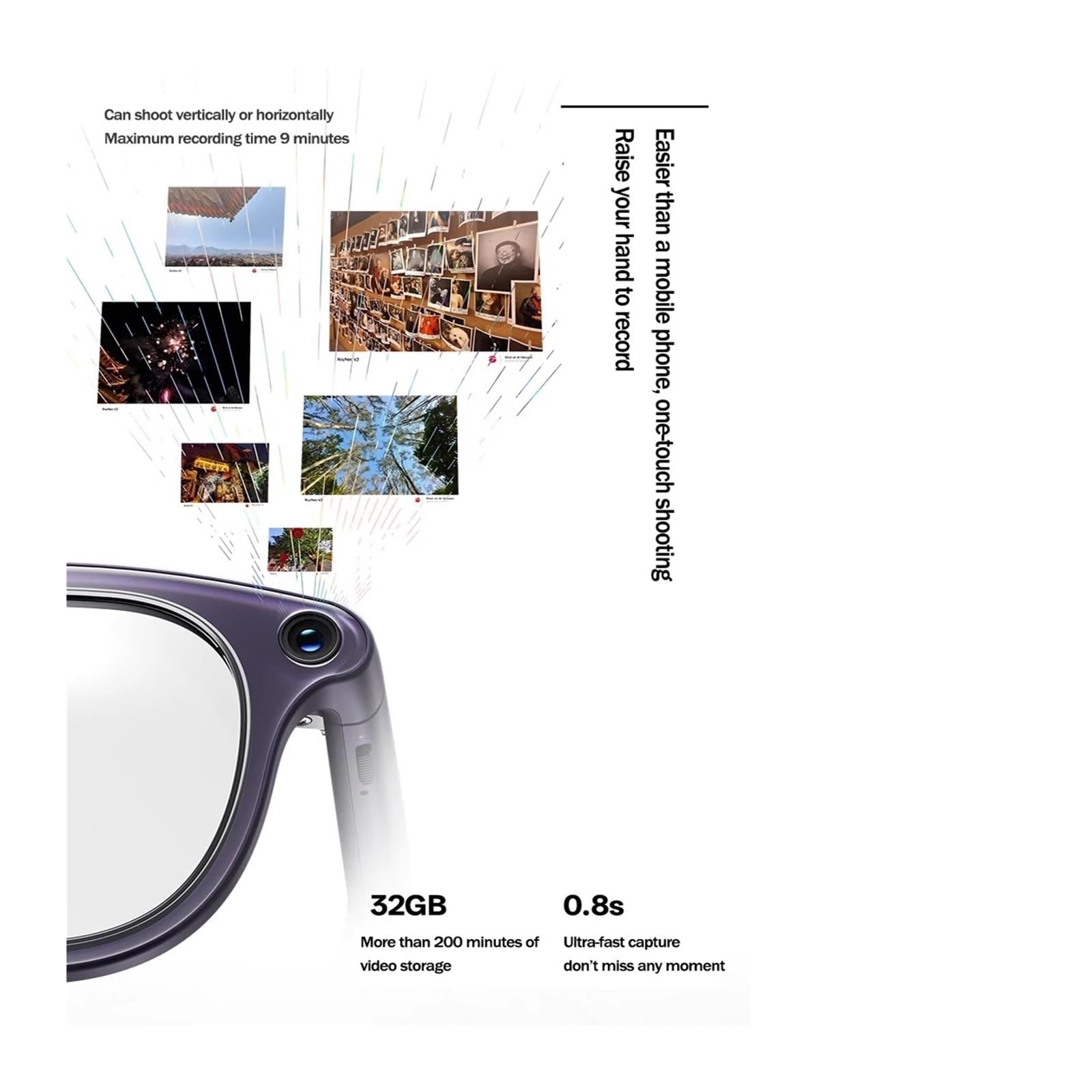 Gafas Inteligentes RayNeo V3 Slim con IA for fotografía, inalámbricas, compatibles con Auriculares inalámbricos y micrófono.(Black)