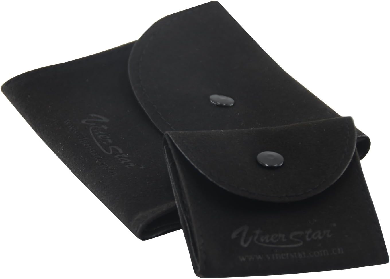 VinerstarVinerstar Pack of 2 PCS Suede Leather Jewelry Pouch with Snap Button (Black)