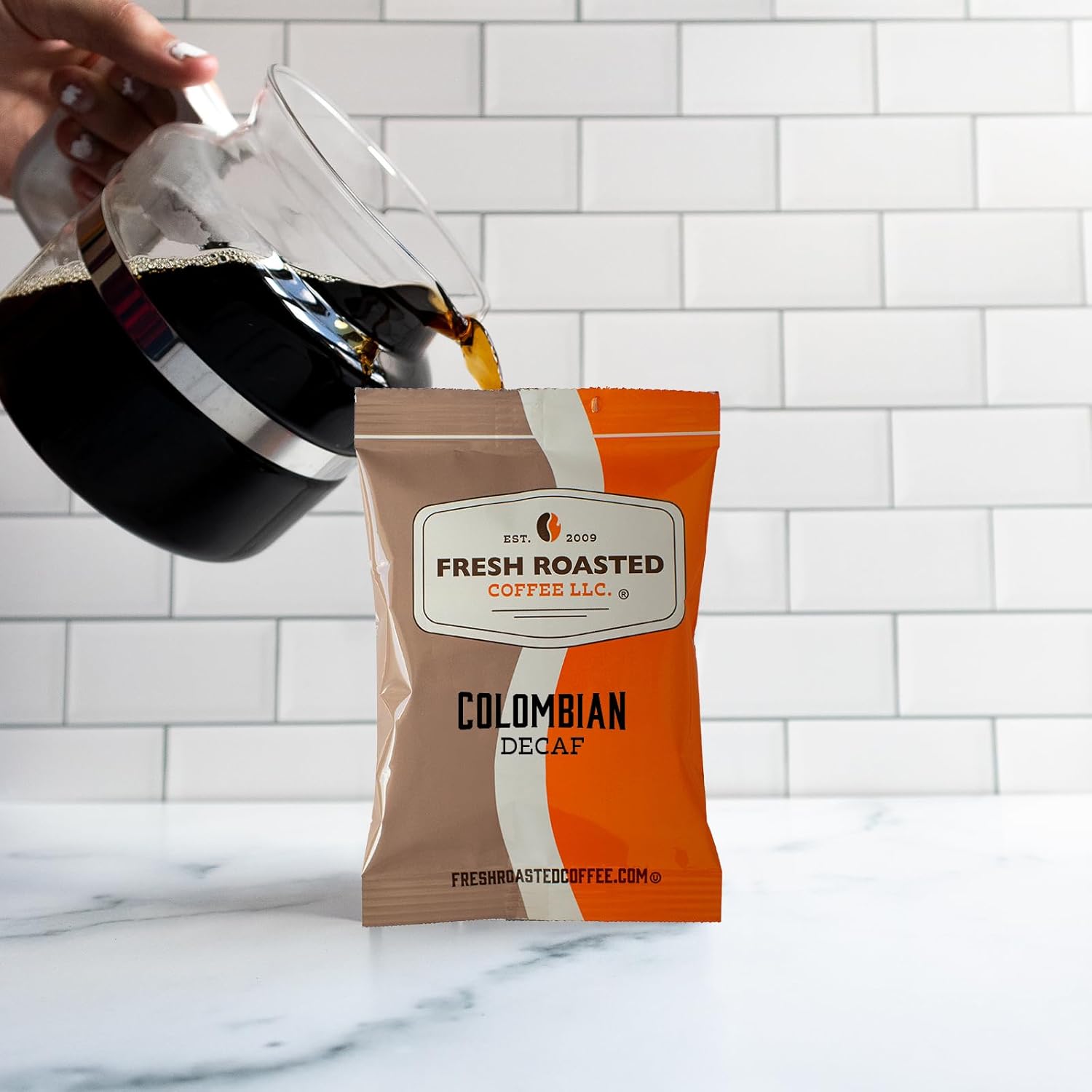Fresh Roasted Coffee, 100% Colombian Decaf, Kosher, EA Natural Decaf, Pre-Ground Fractional Packs, 1.75 Ounce, 42 Count