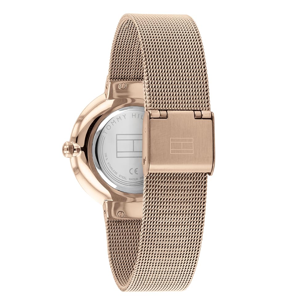 Tommy Hilfiger Analog Quarzuhr für Damen Edelstahl-Mesh Gliederarmband