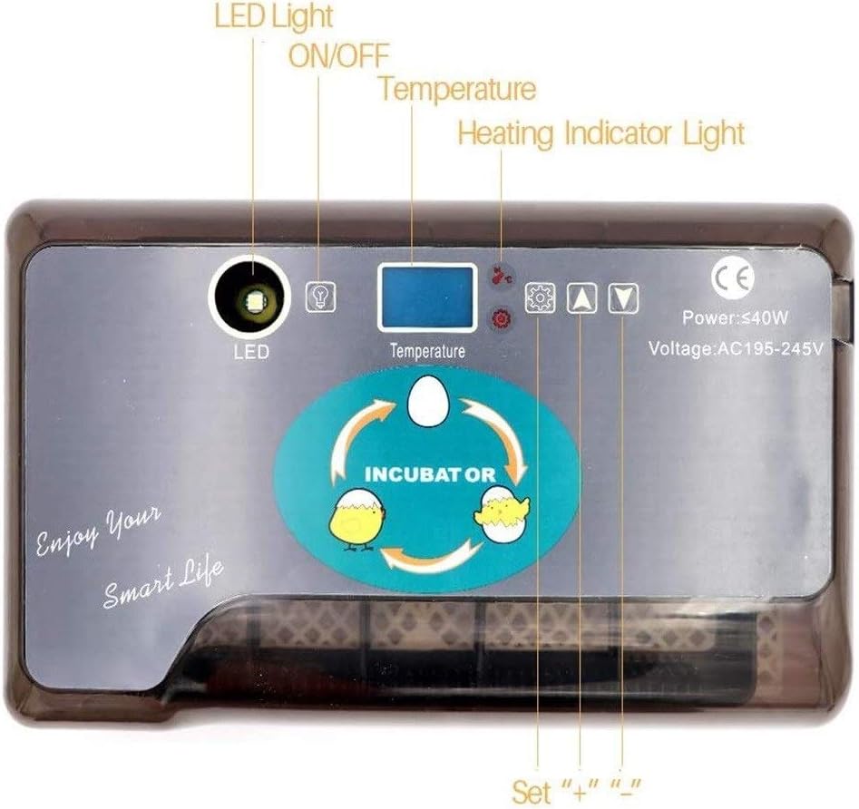 12 Egg Incubator Automatic Turning Digital Hatcher Poultry Temperature Control for Hatching Chicken Duck Goose Quails Birds Brooderr Hatching Chicken Duck Goose Quails Birds Brooder
