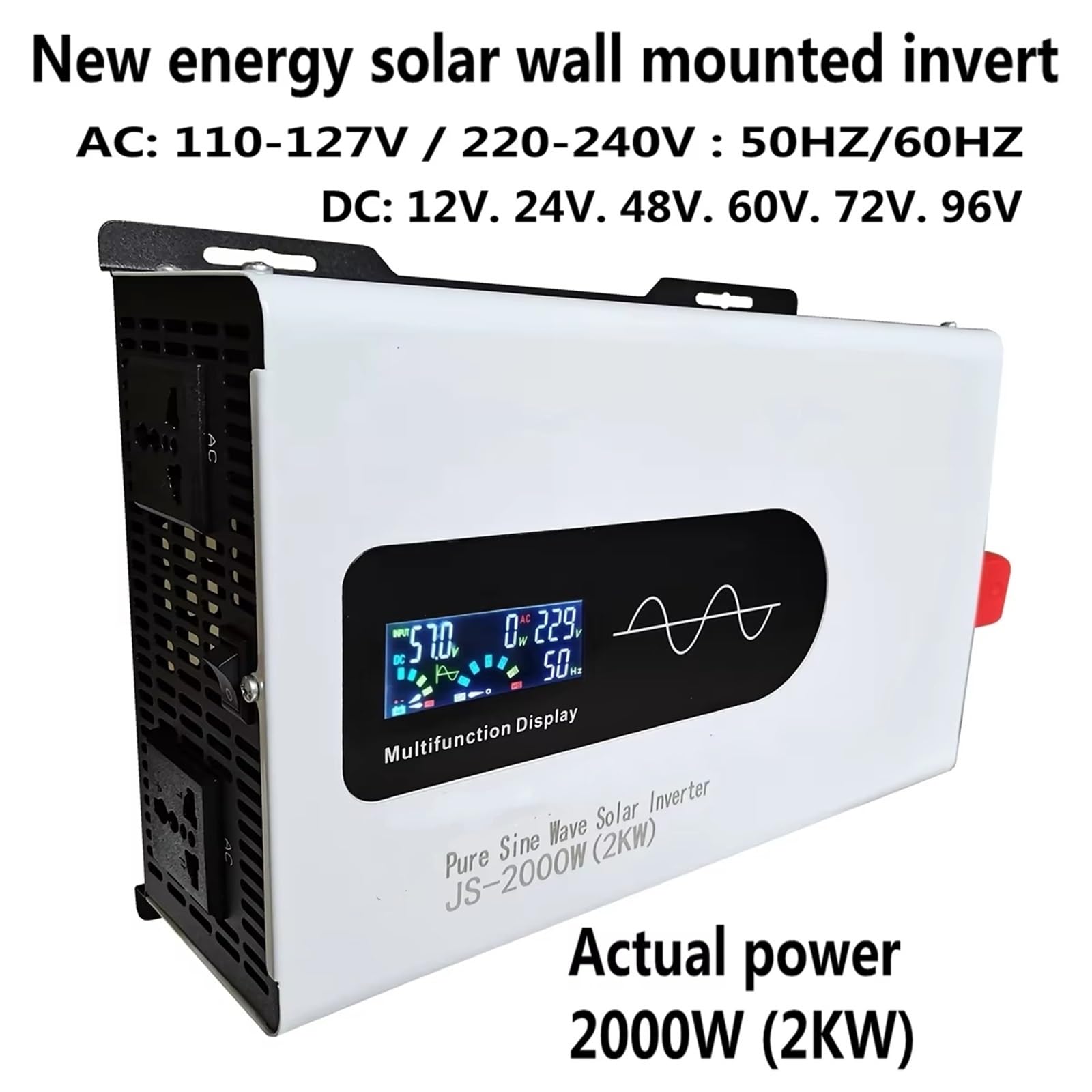 Inversor Inversor De Onda Sinusoidal Pura para Coche 2000 W 6000 W Portátil Solar CC 12 V 24 V 48 V 60 V 72 V 96 V A CA 100 V(60V,2000W 2KW)