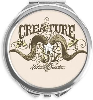 Animal Antelope Creature Combination Pattern Hand Compact Mirror Round Portable Pocket Glass