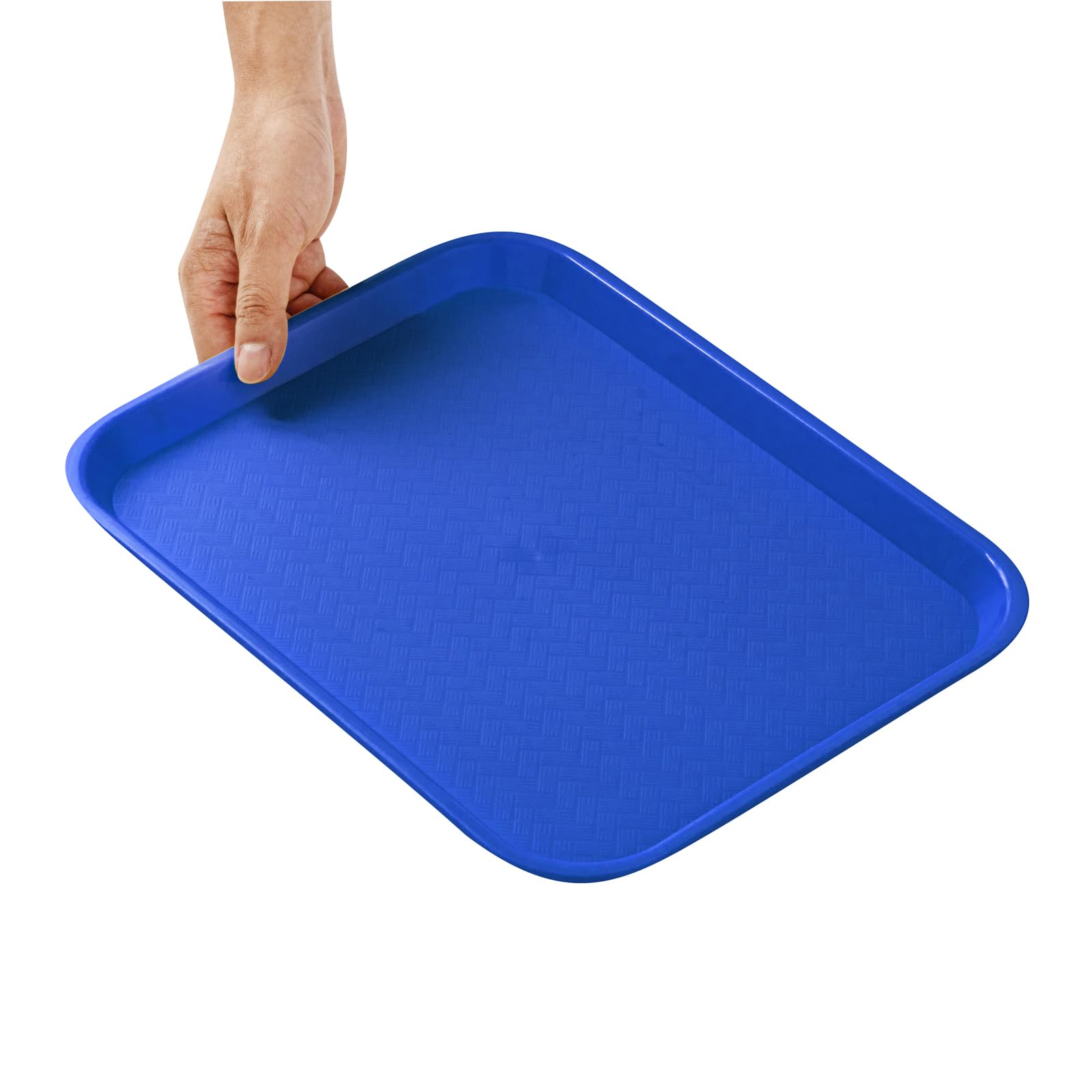 RW Base Bandejas de Comida rápida de 10 x 14 Pulgadas, 10 bandejas Resistentes para Almuerzo de cafetería, Ligeras, Antideslizantes, bandejas de plástico Azul, Esquinas Redondeadas, para restaurantes