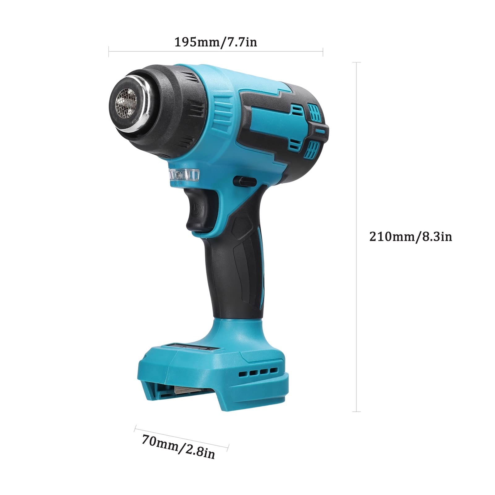 300W 380-400℃ Macchina ad aria calda al litio Ricaricabile Cordless Riscaldamento rapido for impieghi gravosi con 3 ugelli,Multifunzionale(2Pcs battery)