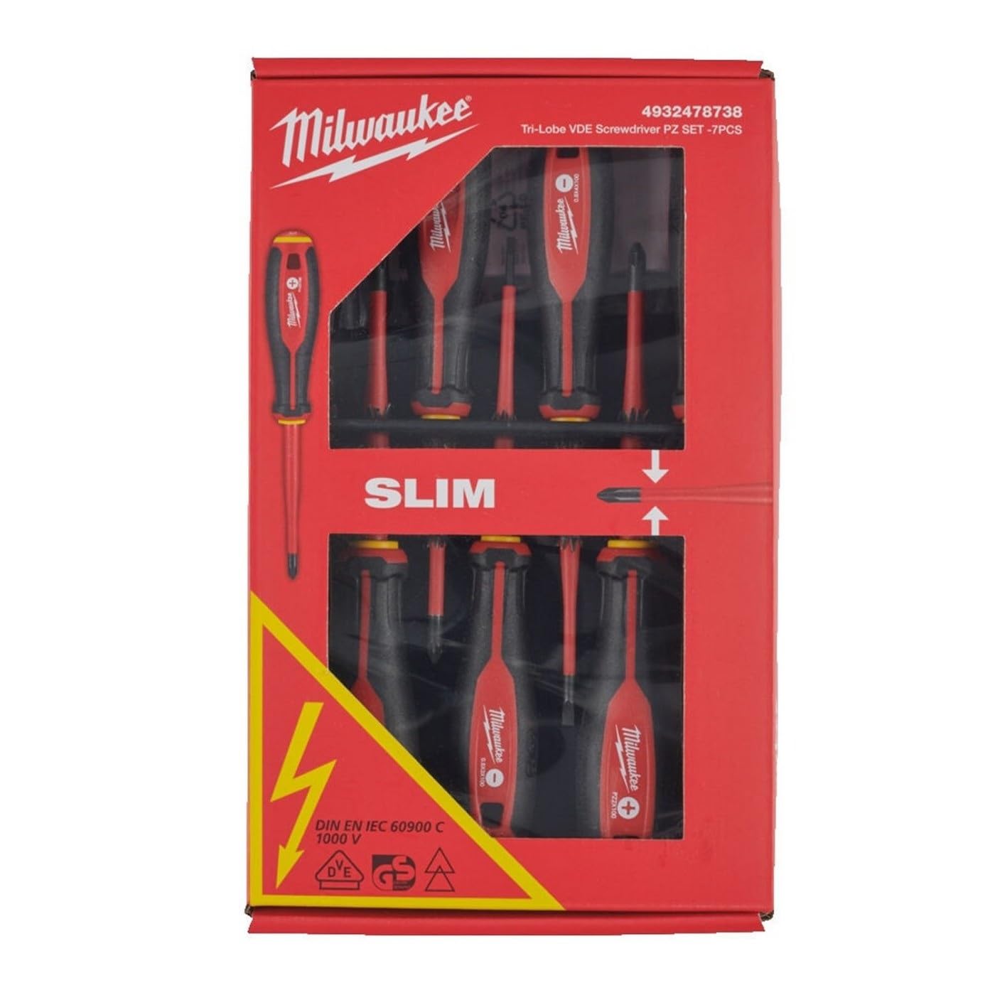 Milwaukee Tri-Lobe Vde Screwdriver Pz Set (7 Piece) In Red