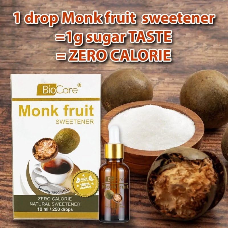 Edulcorante Natural Sin Calorías – Extracto de Fruta del Monje Líquido 10ml – Sabor Dulce Sin Regusto – Cero Azúcar – Vegano – 250 Dosis