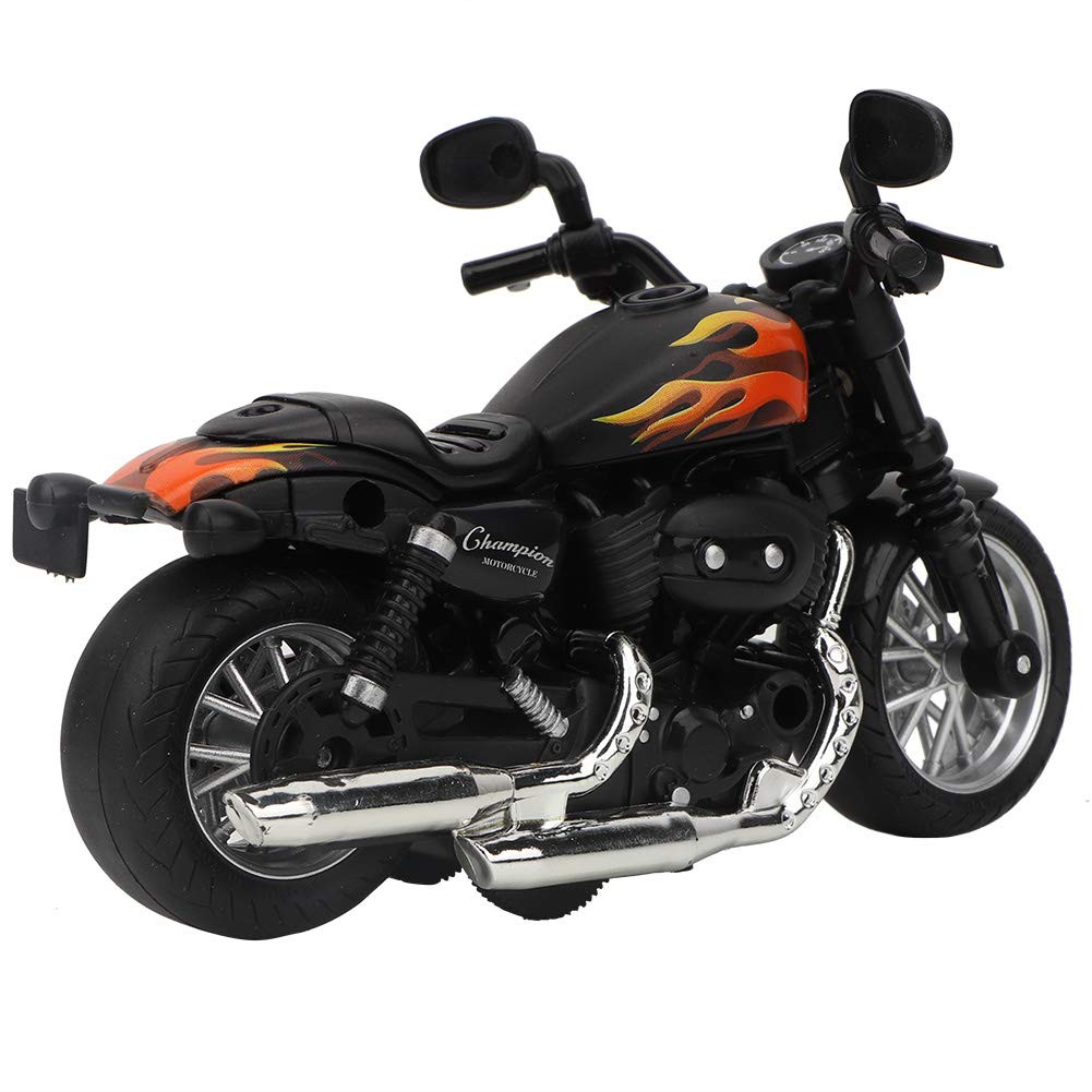 Generic Alloy Electric Motorcycle Model Toy with Light Music for Kids Gift, DropResistance Alloy Motorbike Model Toy for Children, Black/White, 4.7 * 2.9 * 3.1in (Black)