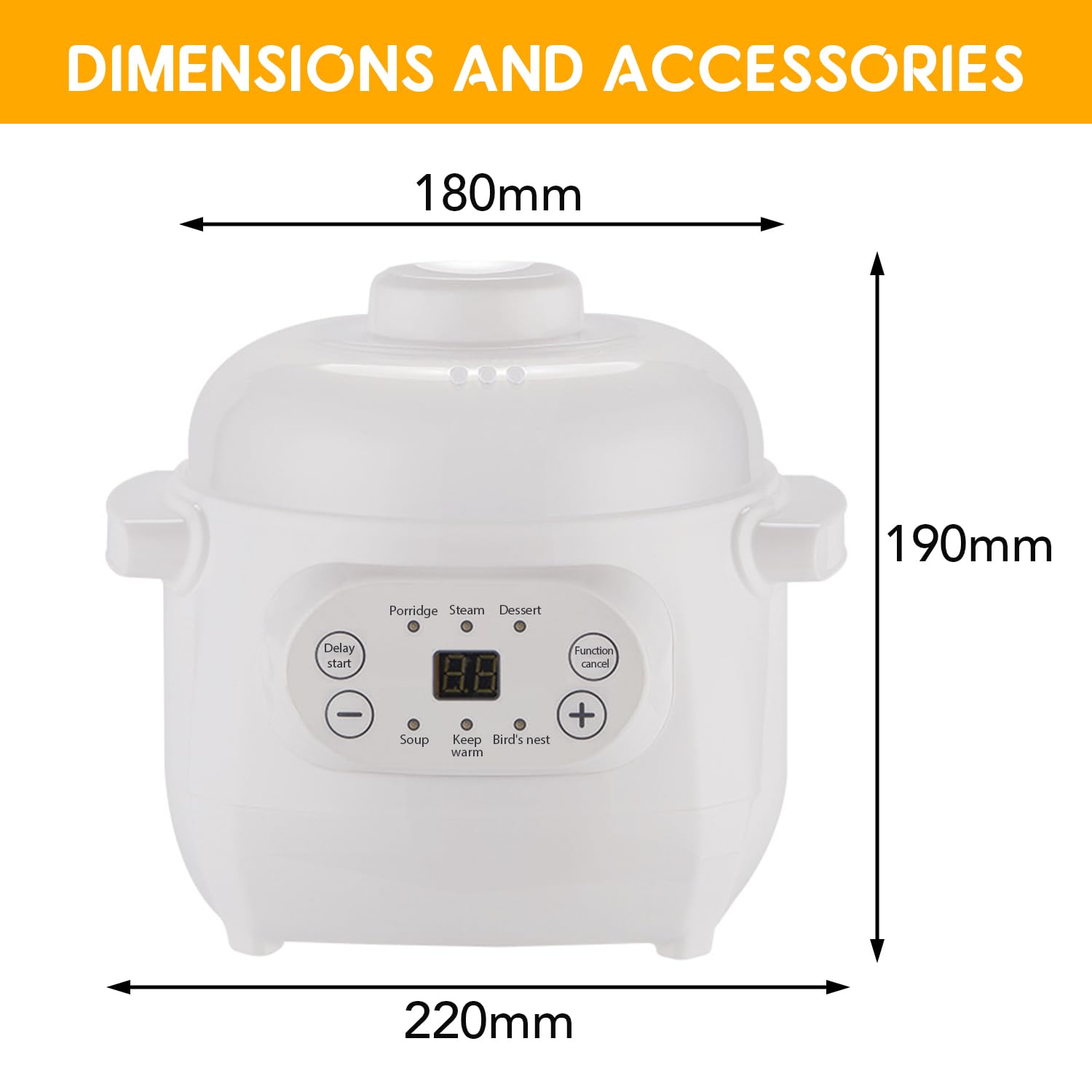 Olla de Cocción Lenta, 1L Olla Eléctrica de Cerámica 220V 200W Revestimiento Pequeño Olla Versátil con 6 Modos de Cocción Temporizador Reserva Mantener Caliente, Vaporizador de Alimentos de Cocina