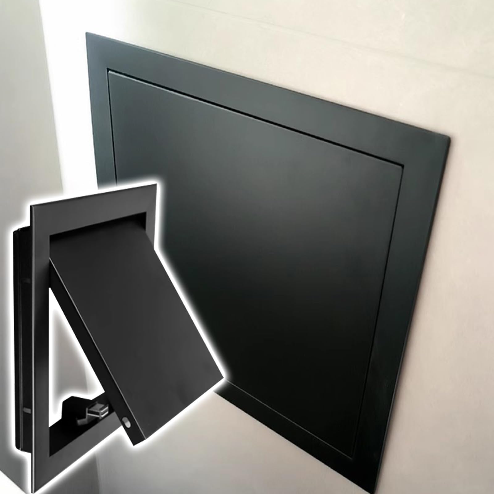 Customizable Black Invisible Access Panel Flush Mount Plumbing Access Panel for Walls & Ceilings Indoor/Outdoor Use 10x10 Inch (25x25 cm) Durable & Versatile