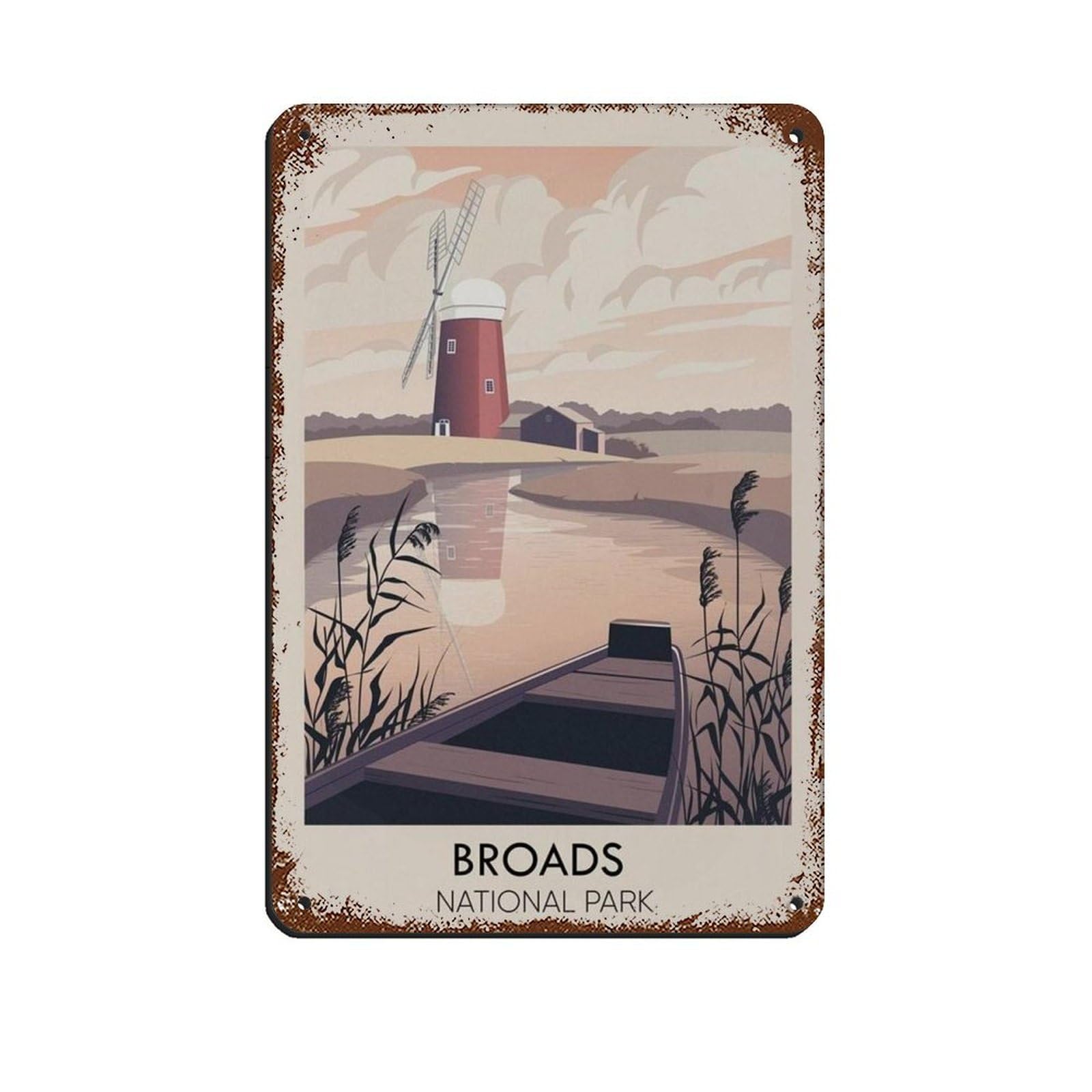 Lxwnze 20L X 30W Cm Broads National Park Poster Tin Sign Vintage Metal Pub Club Cafe Bar Home Wall Art Decoration Poster Retro 8X12inch(20X30cm)
