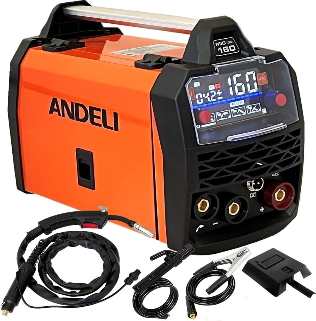 – ANDELI DC Inverter MIG Welder 160amp 2T/4T Gasless Lift-TIG Stick Welding Machine Large LED Display