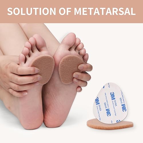 Miniatura 5 de Ajoysoul Almohadilla metatarsiana, cojín de bola de fieltro, 12 piezas de insertos de zapatos en forma de durazno  Alivia el dolor del neuroma de