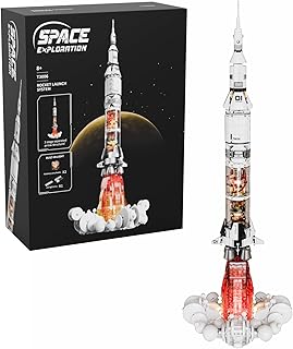 Model Rocket Building Kits for Kids 8-14, STEM Space Ship Rocket Building Toys with LED, 1201 Pcs Spaceship Space Shuttle Collectible Display Model Building Sets Best Gifts for Boys Girls Adults