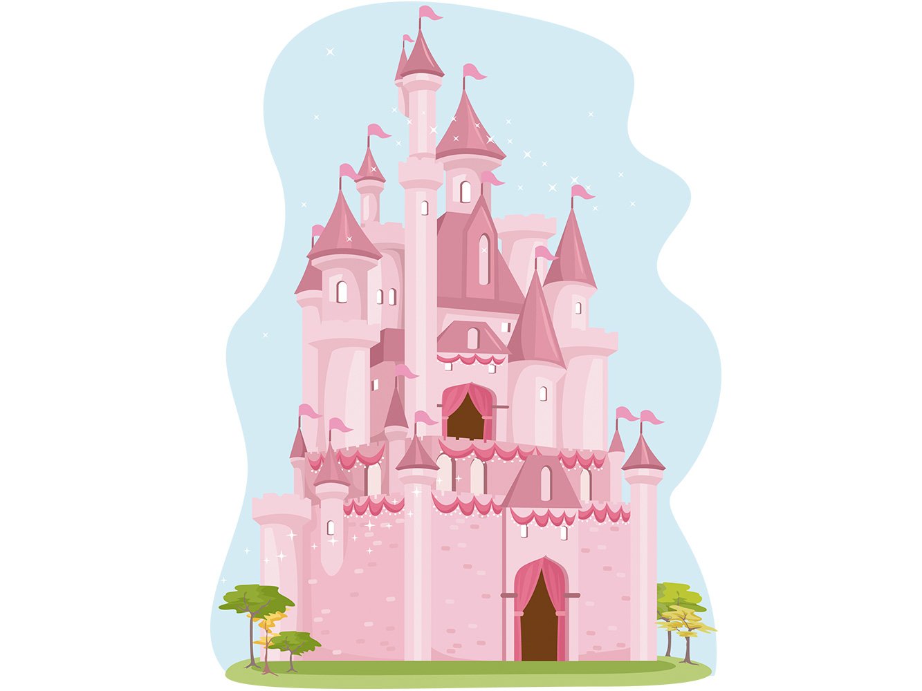 Oedim Adesivo Decorativo da Parete per Bambini Castello Rosa 155x210cm