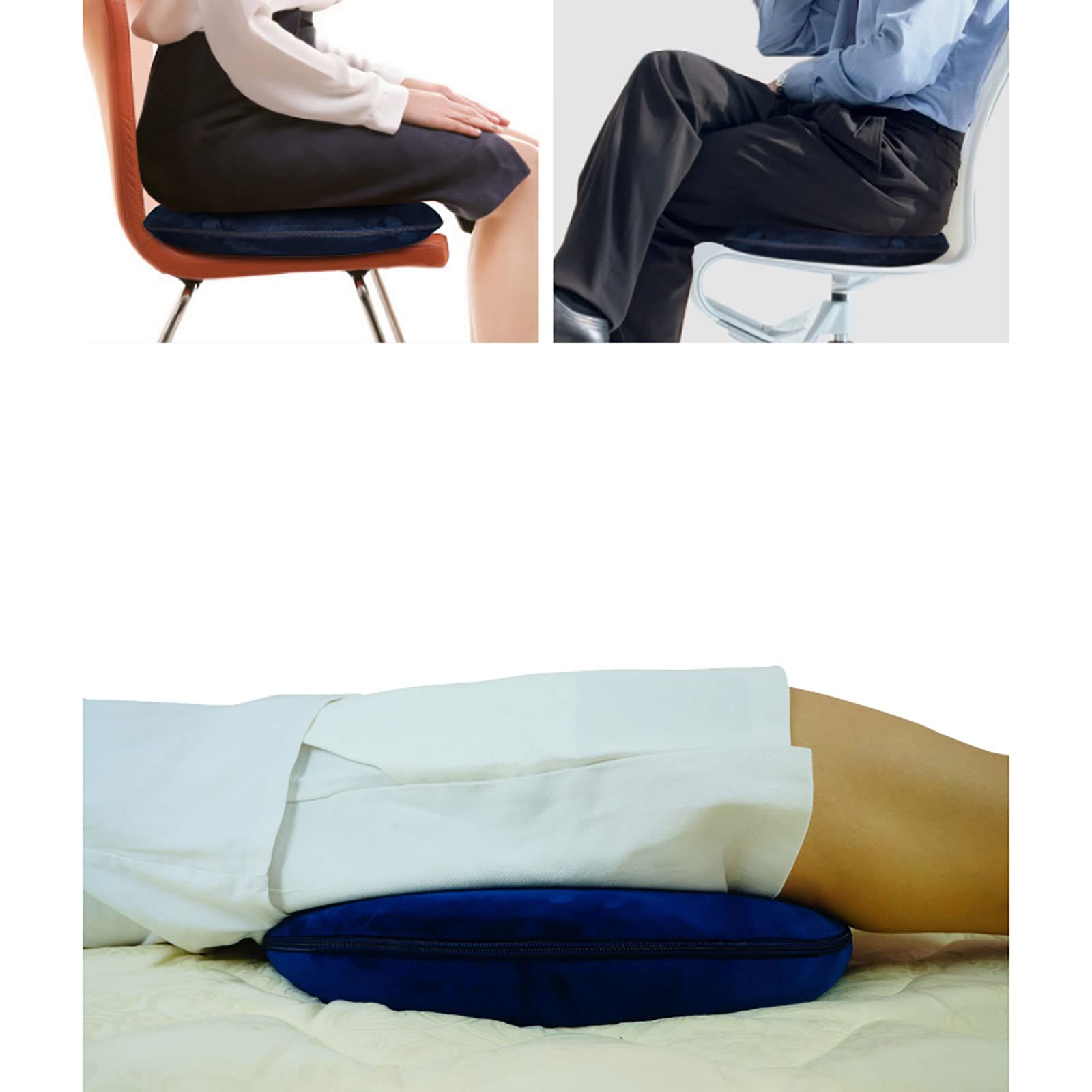 Cojín de espuma viscoelástica para asiento de silla de oficina, alfombrilla antiescaras para hemorroides, coxis, dolor de coxis, ciática, alivio del dolor de espalda, 42 x 37 x 9,5 cm (tamaño: az