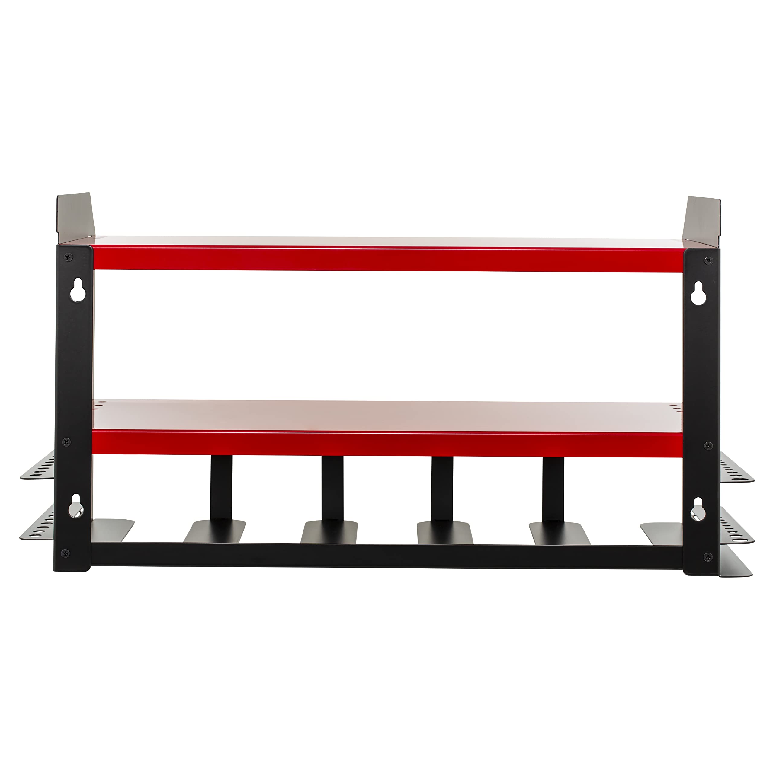 Toolganize Power Tool Organizer & Storage Wall Mount - Heavy Duty Metal Drill Holder & Cordless Tool Organizers Chest Rack - Premium Garage Utility Shelf & Pegboard Shed Workshop Shelving - Red