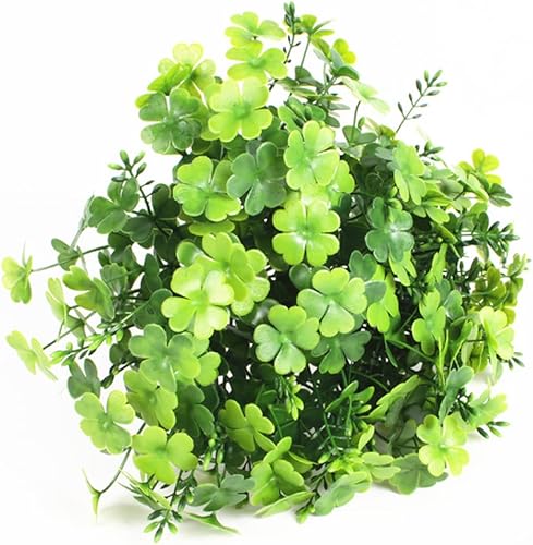 Miniatura 4 de Avivilea Planta artificial de trébol de cuatro hojas, tallos de boj, plantas artificiales, follaje vegetal, para decoración del hogar, interior y