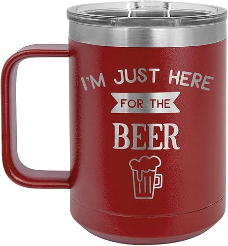 Miniatura 5 de I'M JUST HERE FOR THE BEER Naranja 15 oz Taza de café wSlide Tapa superior  Taza de café de viaje aislada  Ideas de regalos de cumpleaños o Navidad