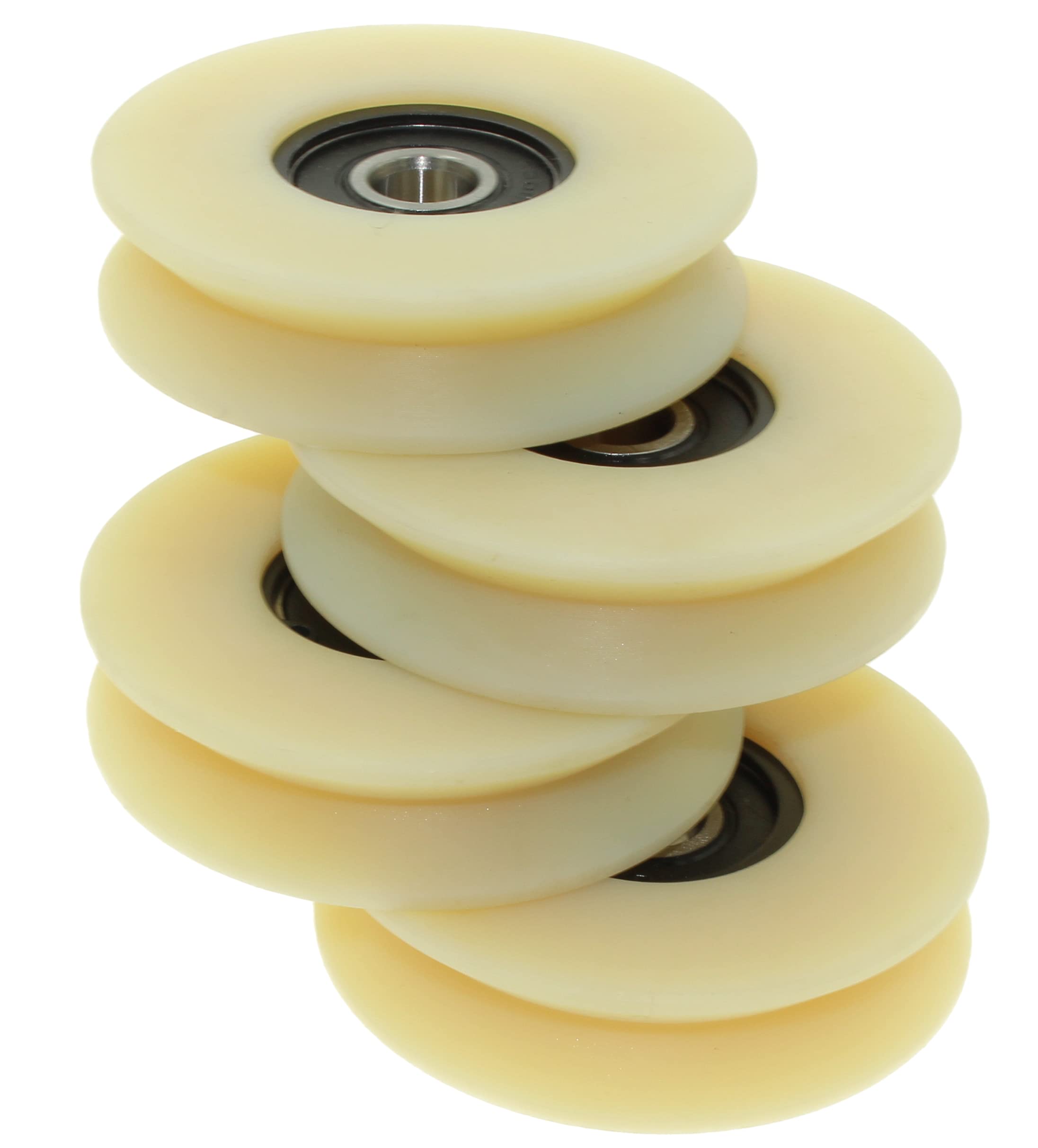 Lot de 4 poulies en nylon polyamide pour portail coulissant, diamètre de 80 mm, avec rainure en V à 90°, Fabriqué en UE