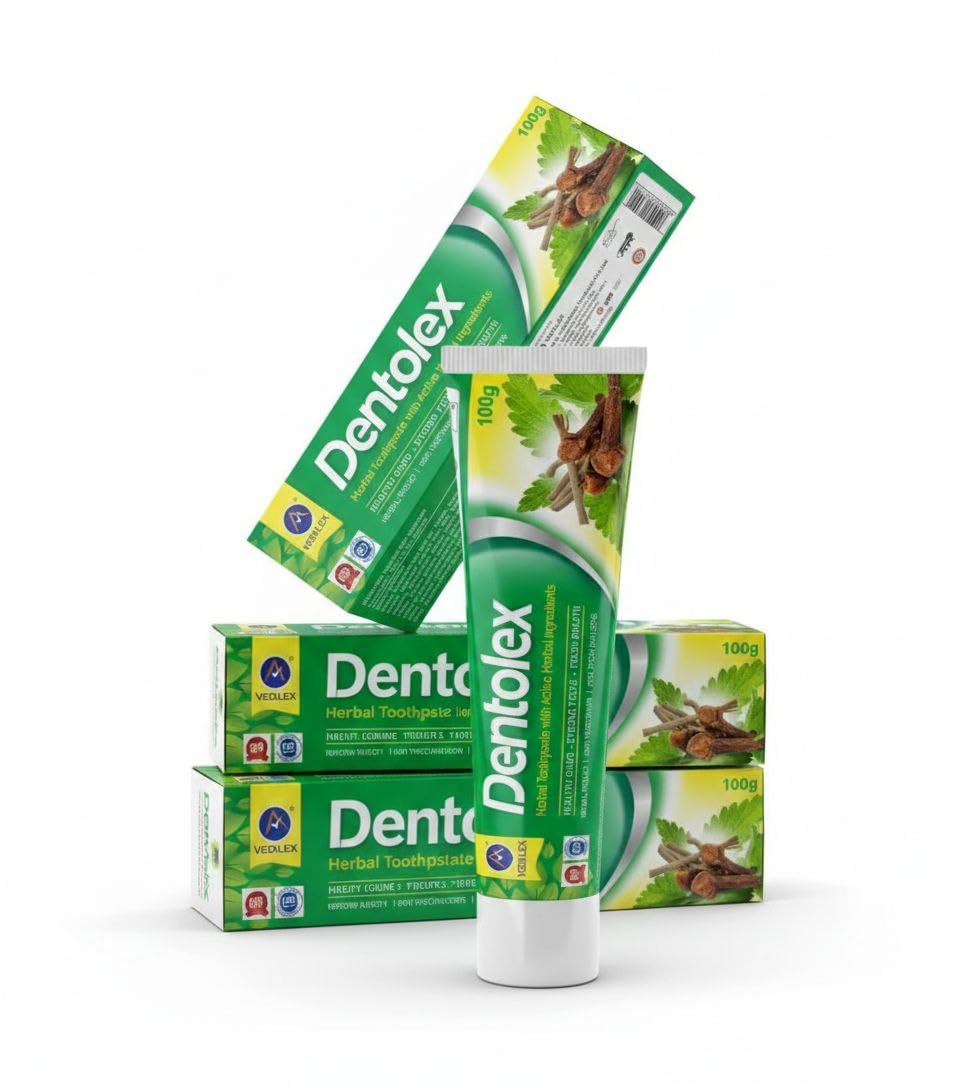 Dentolex Herbal Toothpaste 100g (Pack of 3) | Ayurvedic Toothpaste with Active Herbal Ingredients Strong Teeth & Healthy Gums | 100% Vegetarian-image-24