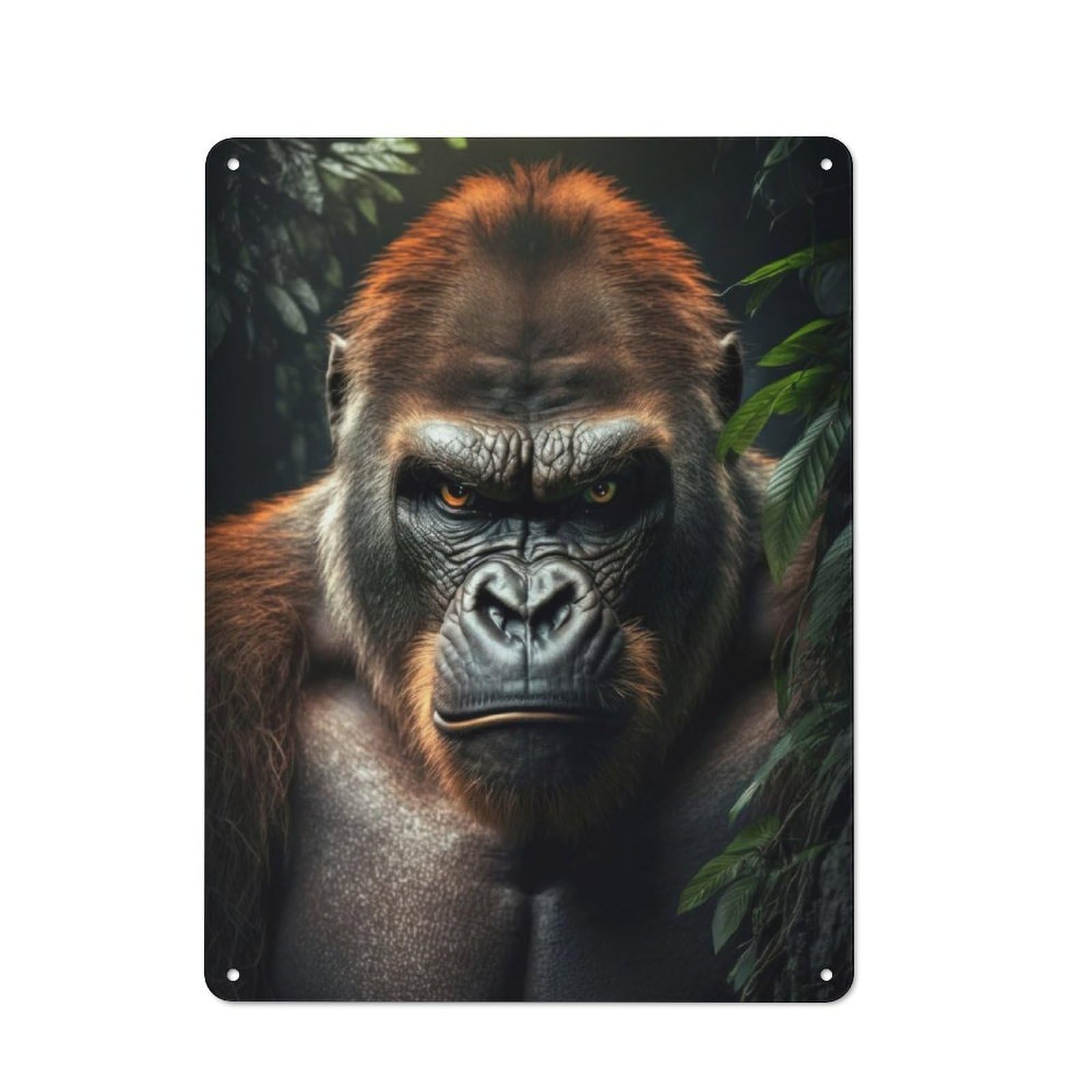 Junmoney Gorilla Generative Ai Retro-Style Tin Sign 40X30cm For Home Bar Wall, With Clear Retro Wall Decor Character