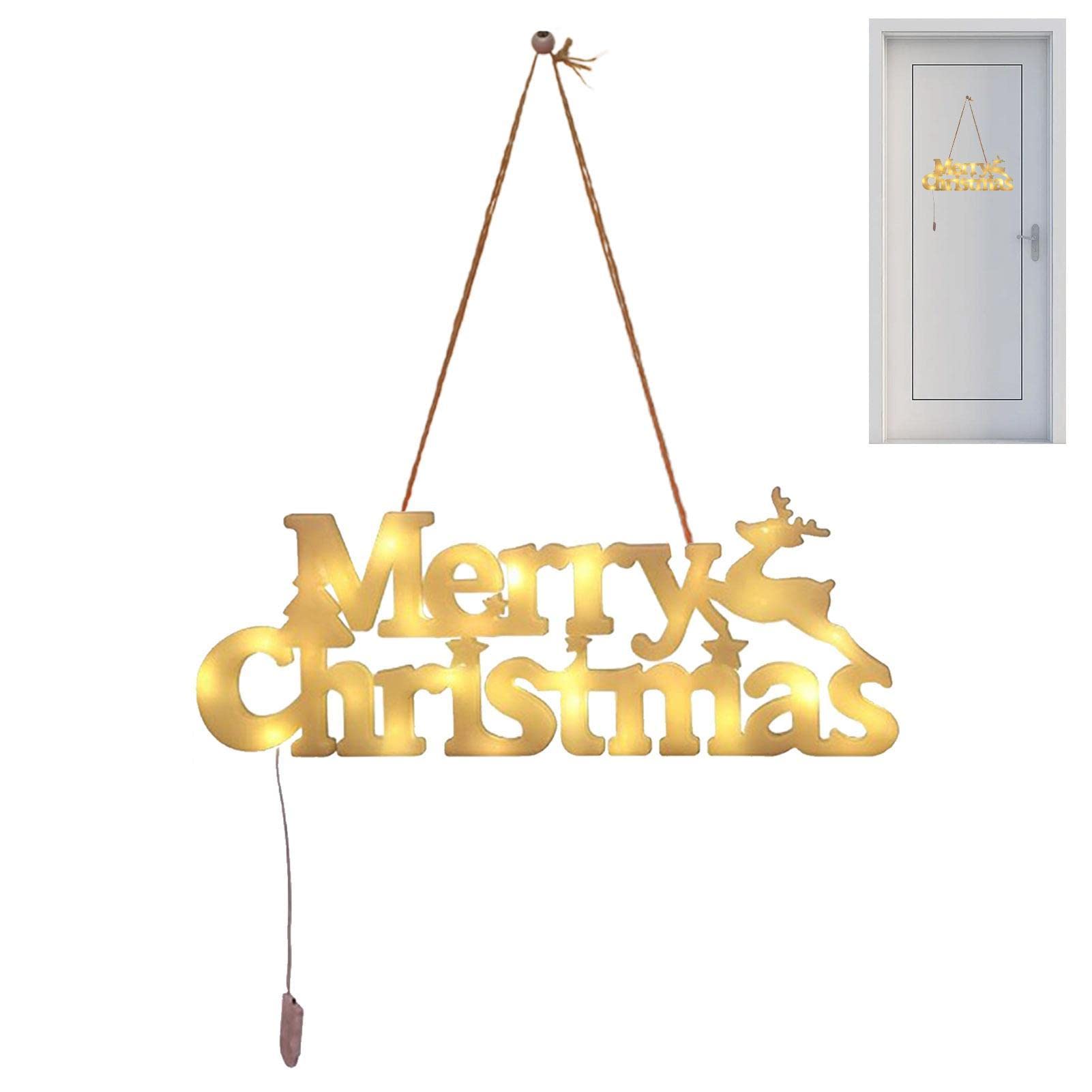 Voiakiu LED Light Advertising Merry , Battery Operated Silhouette Lights Outdoor Indoor Battery Operated Lights Decoration for Outdoor Wreath, Indoor, Window, Yard