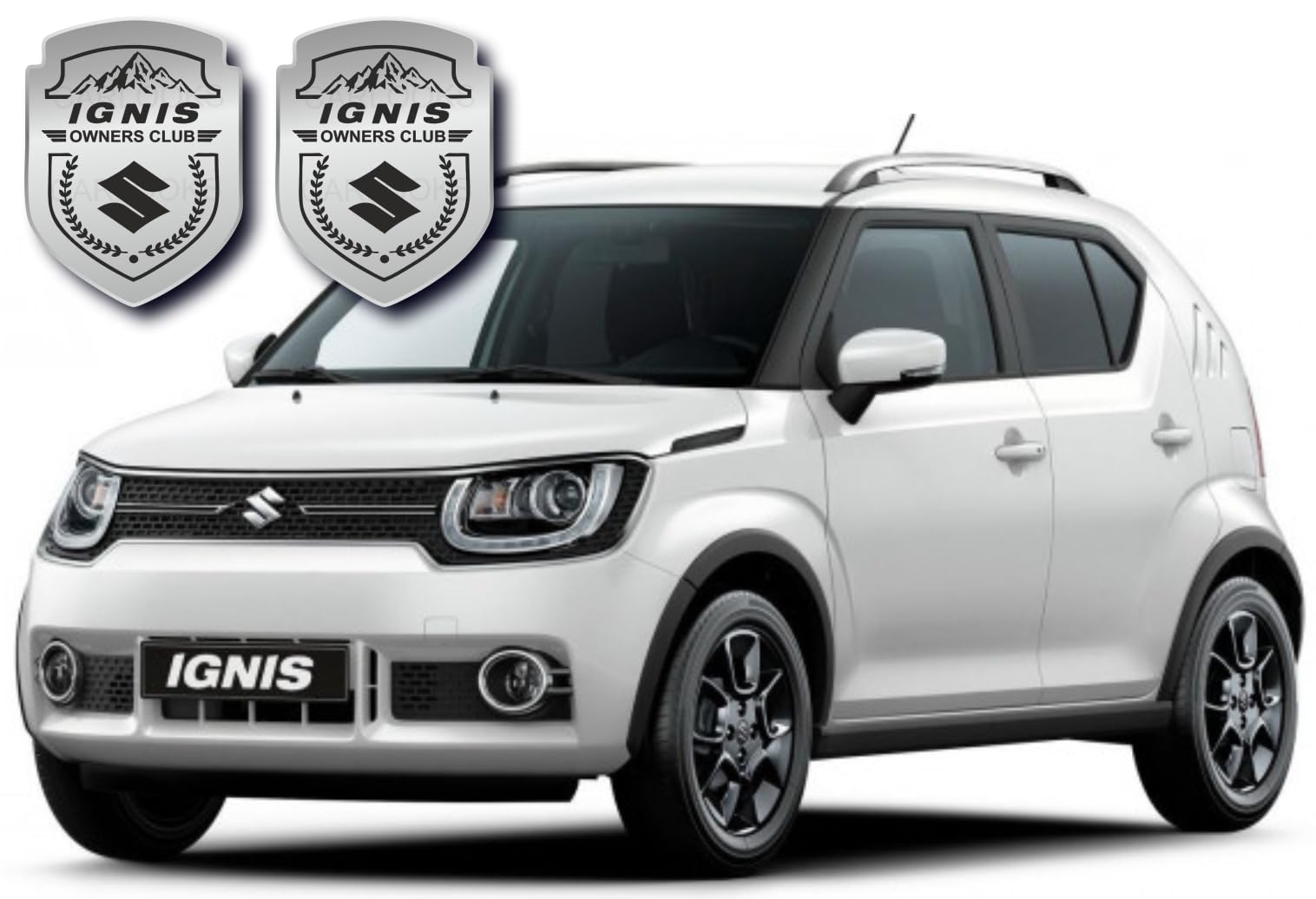 Carlooks IGNIS Owners Club Emblem Sticker for Cars, This can be Used on Fenders Doors Dickey Set of 2 pcs for All Cars_Silver_ Black-image-18