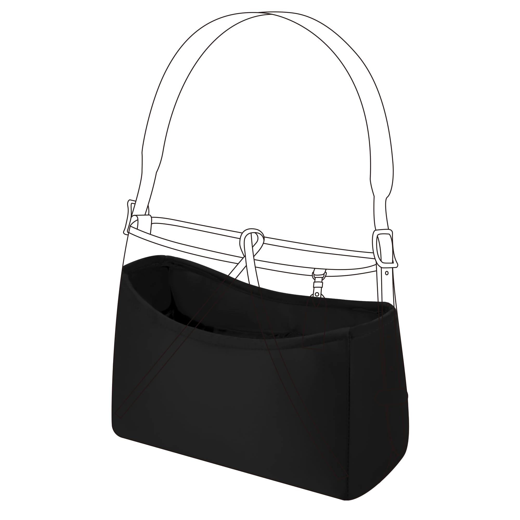 DGAZ Organizador de Bolso de Seda Premium, Inserto Ligero para Carryall PM/MM, Forro Interior Elegante que Protege y Organiza (Noir, Carryall MM)