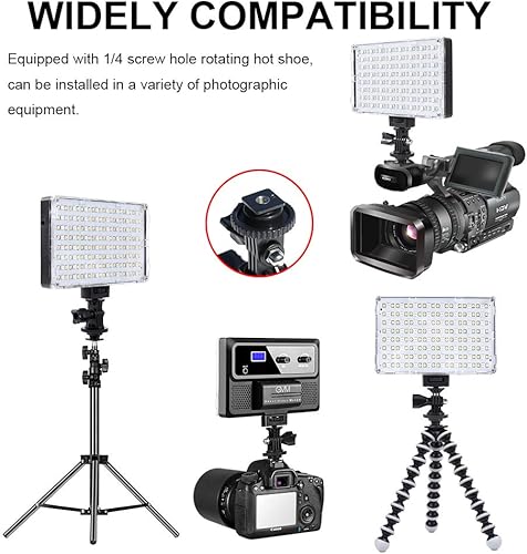 Miniatura 4 de GVM - Luz de cámara RGB con trípode, 2 paquetes de panel de luz de video LED con control de aplicación, luz LED para cámara a todo color, 8 efectos