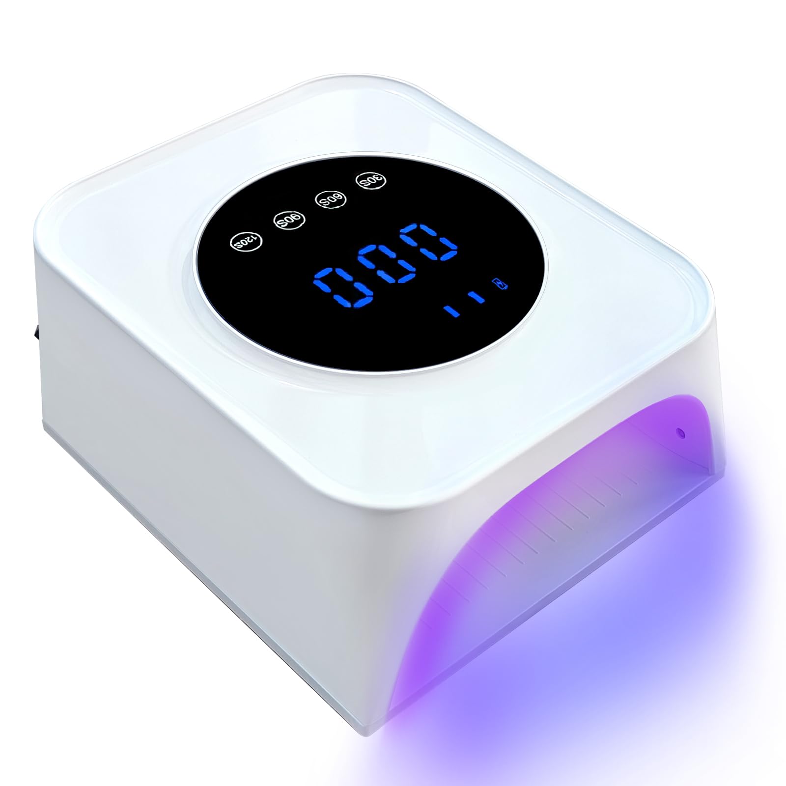 Belovedone UV Nail Lamp, 72W Rechargeable LED Gel Nail Light Dryer for Gel Polish 4 Timer Modes Cordless Bling White Diamond Rhinestones for Salon & Home