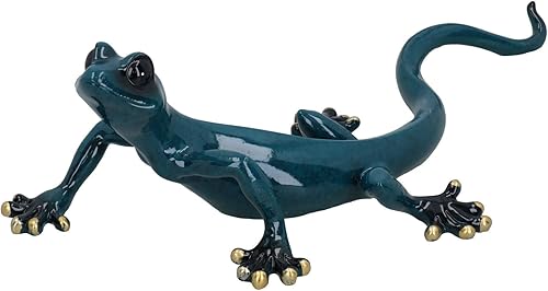 Escultura de resina de lagarto Gecko azul para decoración de pared, adorno de estatua mediana
