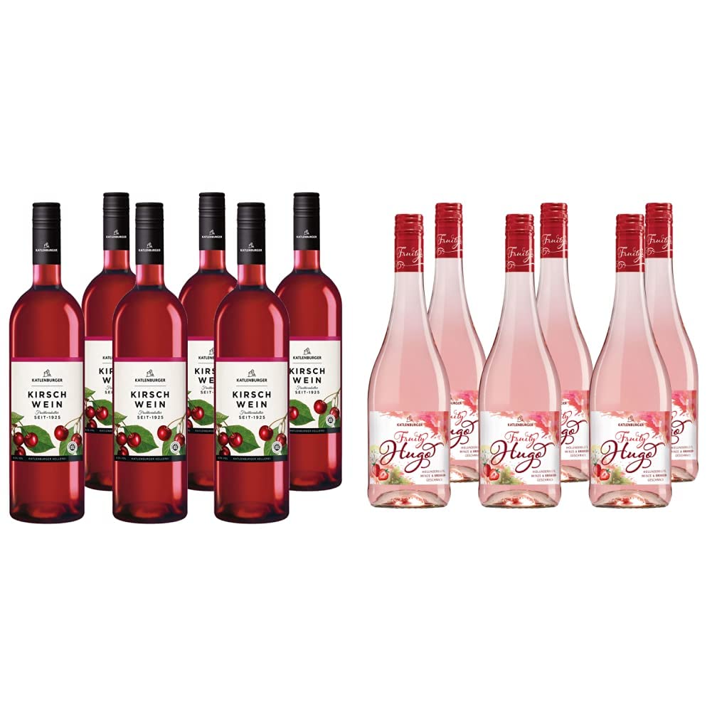 KATLENBURGER - Kirschwein Süßer und fruchtiger Wein für Sommerabende wie für feierliche Anlässe. Inhalt: 6x 750ml und 8, 5% vol. & - Fruity Hugo Erdbeere. Inhalt: 6 x 0, 75l mit 7% vol.