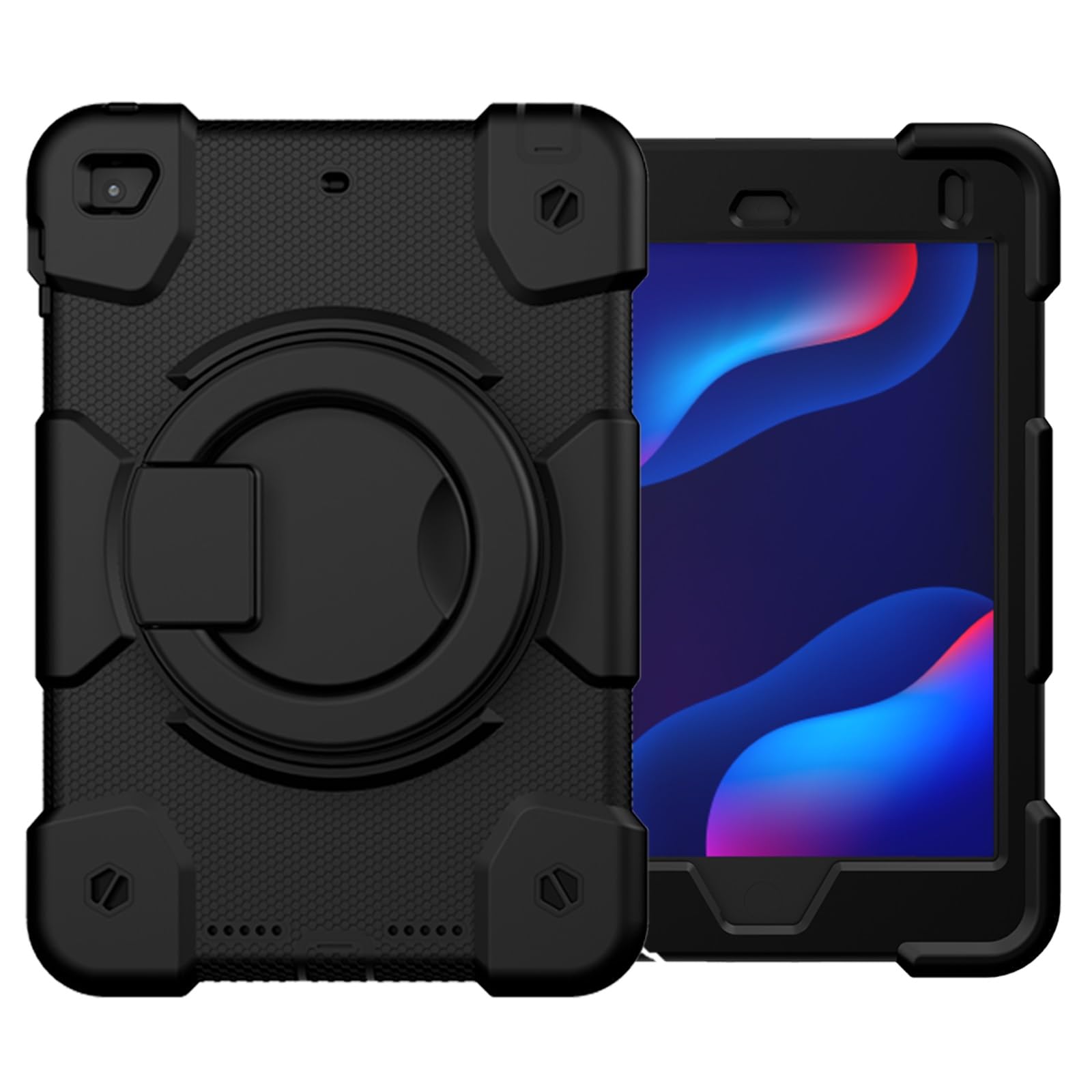 Custodia protettiva per tablet PC per bambini compatibile con iPad mini4/mini 5, con supporto girevole e cinturino in morbido silicone per tablet, robusta custodia protettiva antiurto (colore: nero)
